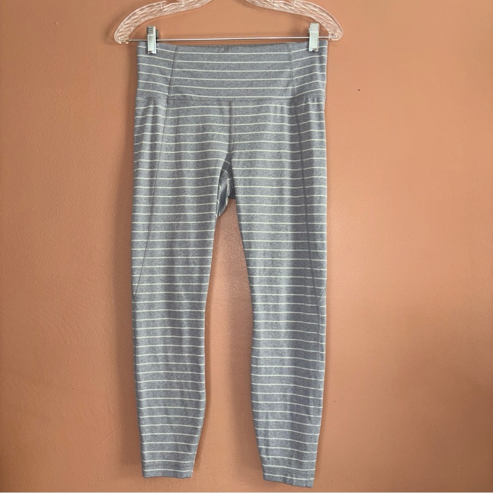 Athleta Womens Medium Chaturanga Tight Legging Blue  Stripe High Rise